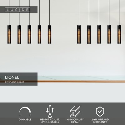 Lucide LIONEL - Pendant light - 5xE27 - Black